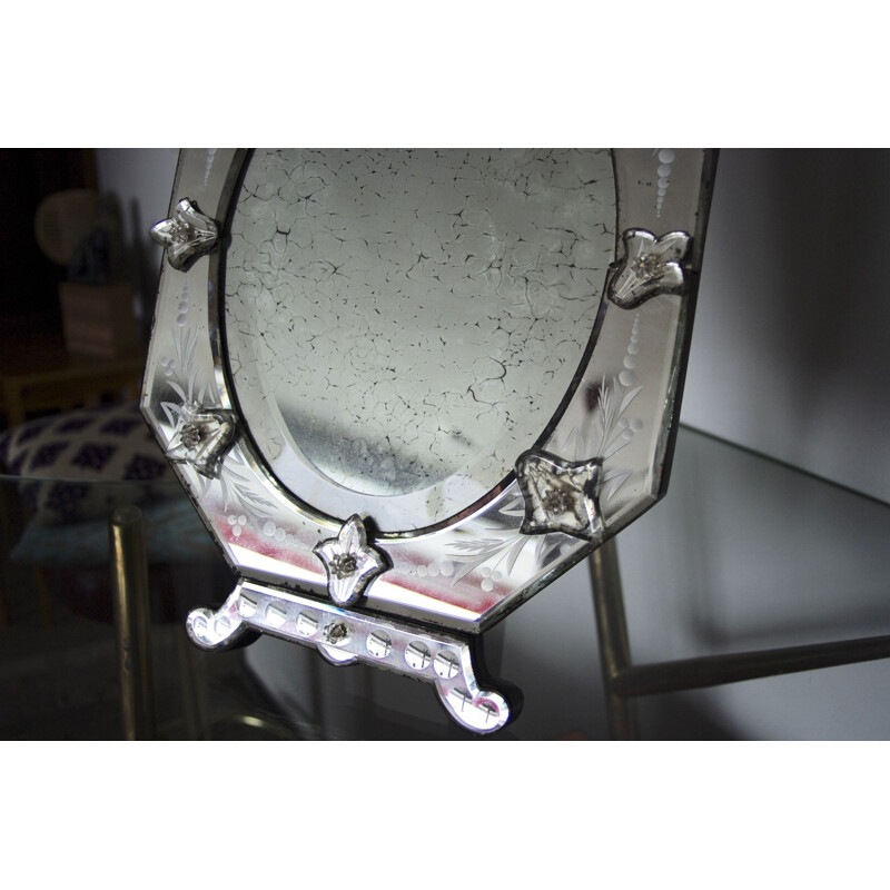Vintage silver table mirror, Venetian