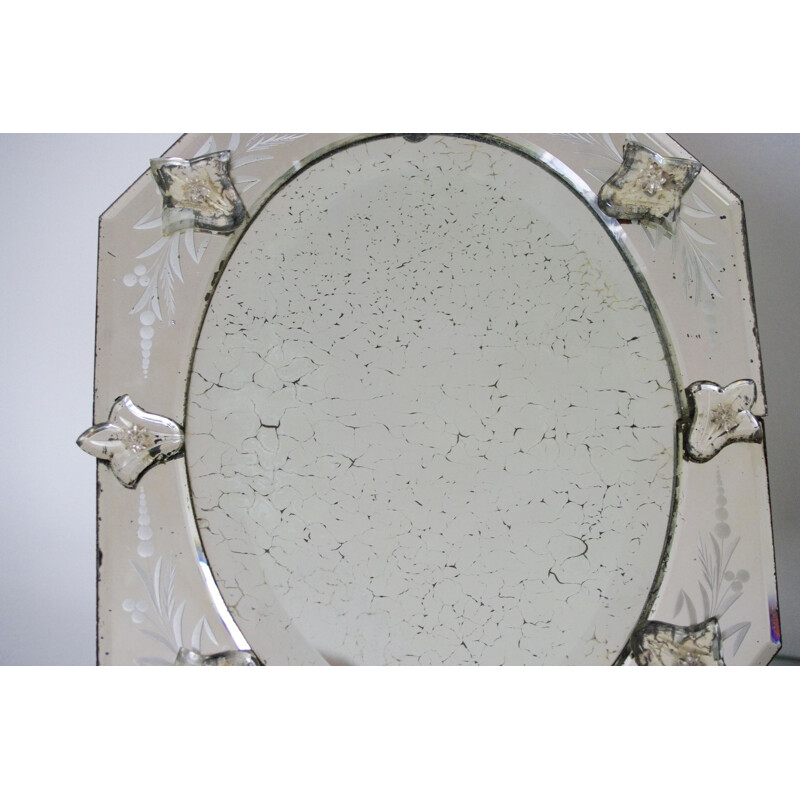 Vintage silver table mirror, Venetian