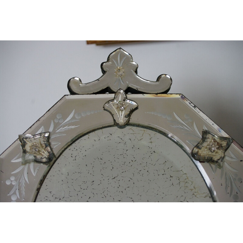 Vintage silver table mirror, Venetian