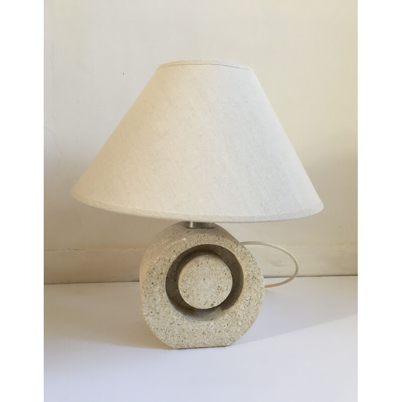 Lampe vintage en pierre sculptée par Albert Tormos 1970