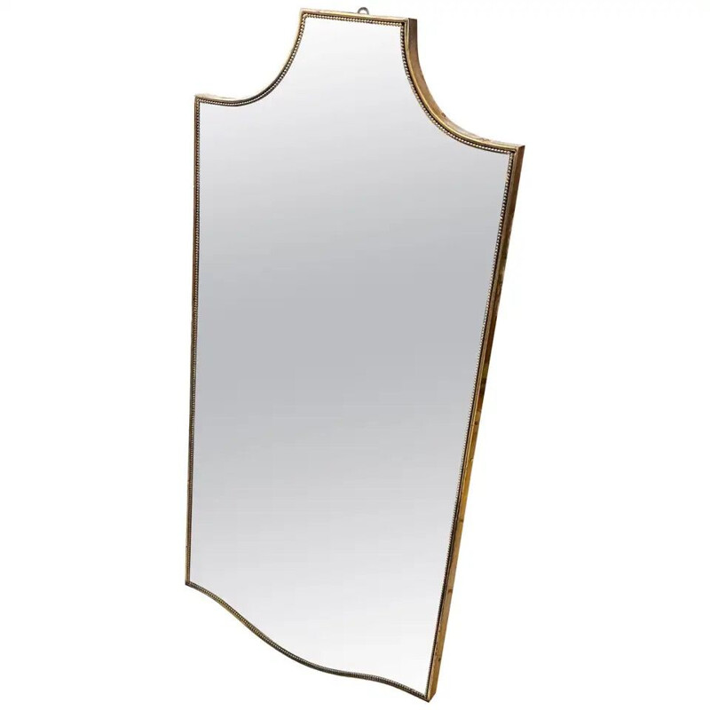 Vintage brass wall mirror Italian 1950