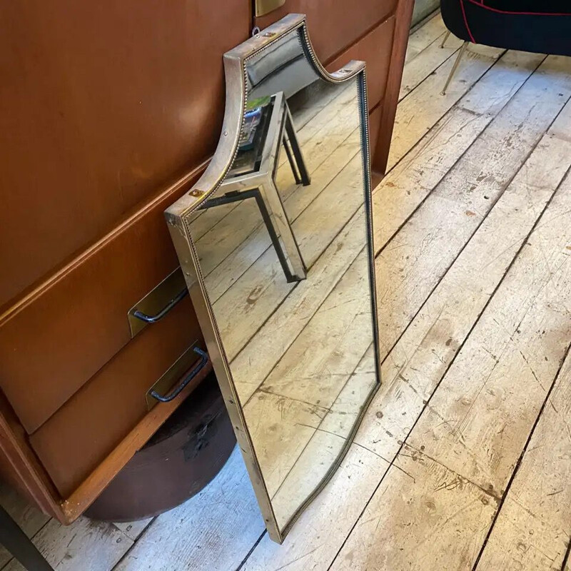 Vintage brass wall mirror Italian 1950