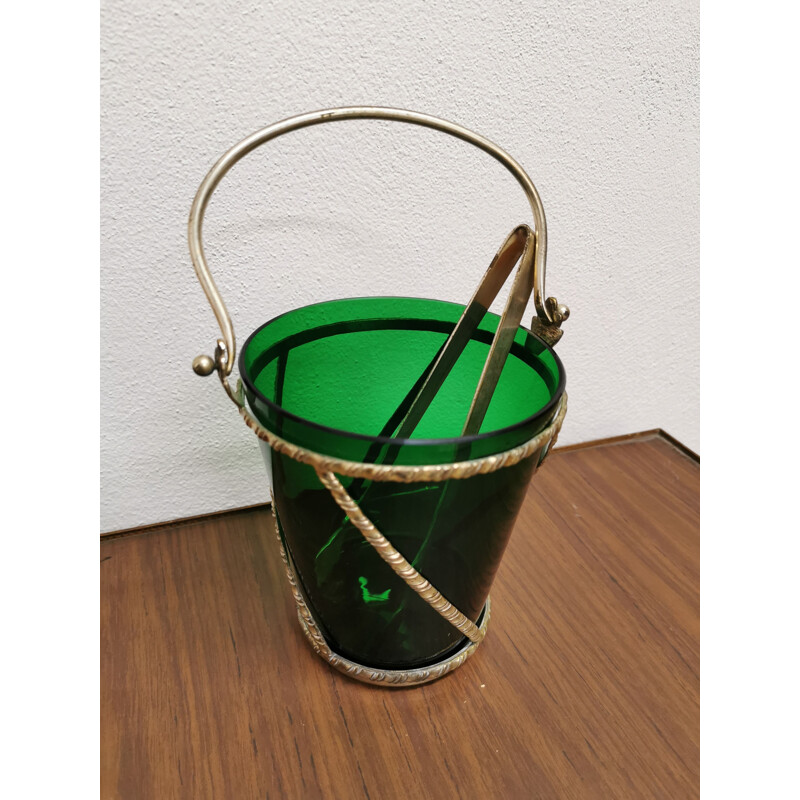 Vintage silver and murano glass ice bucket 1930