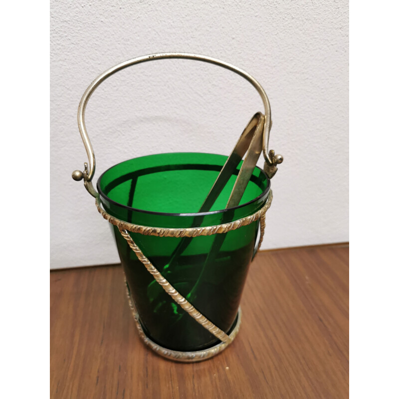 Vintage silver and murano glass ice bucket 1930