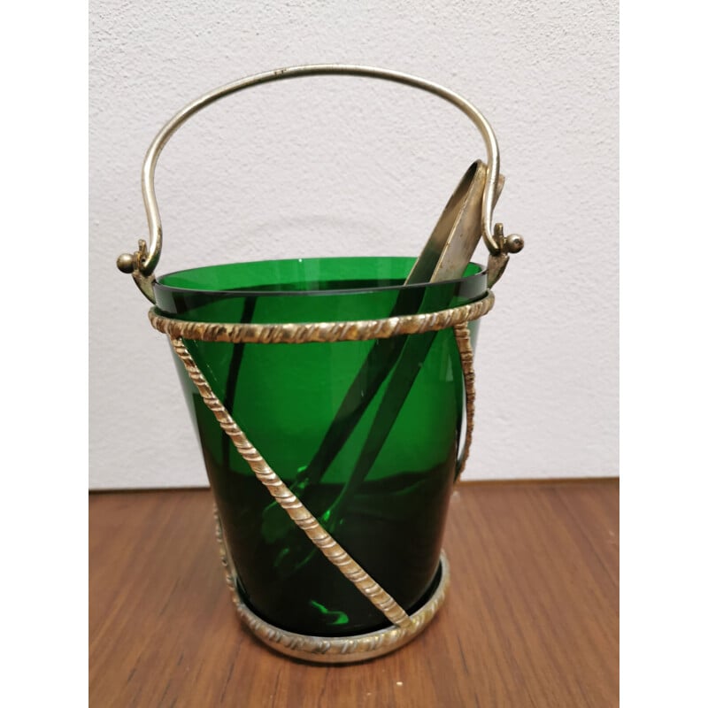 Vintage silver and murano glass ice bucket 1930