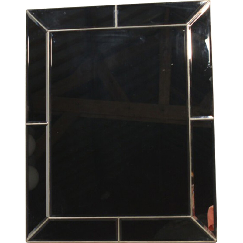 Miroir biseauté en bois et plexiglas - 1970
