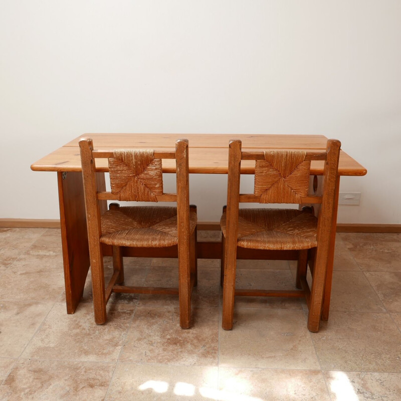 Vintage pine dining table by Gilbert Marklund, Swedish 1970