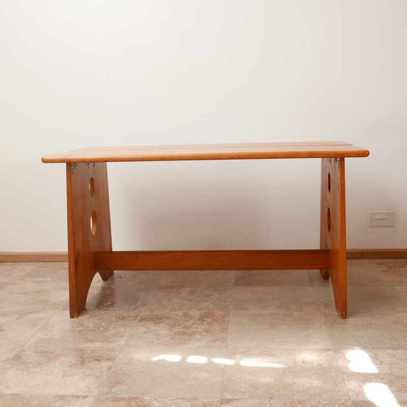 Vintage pine dining table by Gilbert Marklund, Swedish 1970