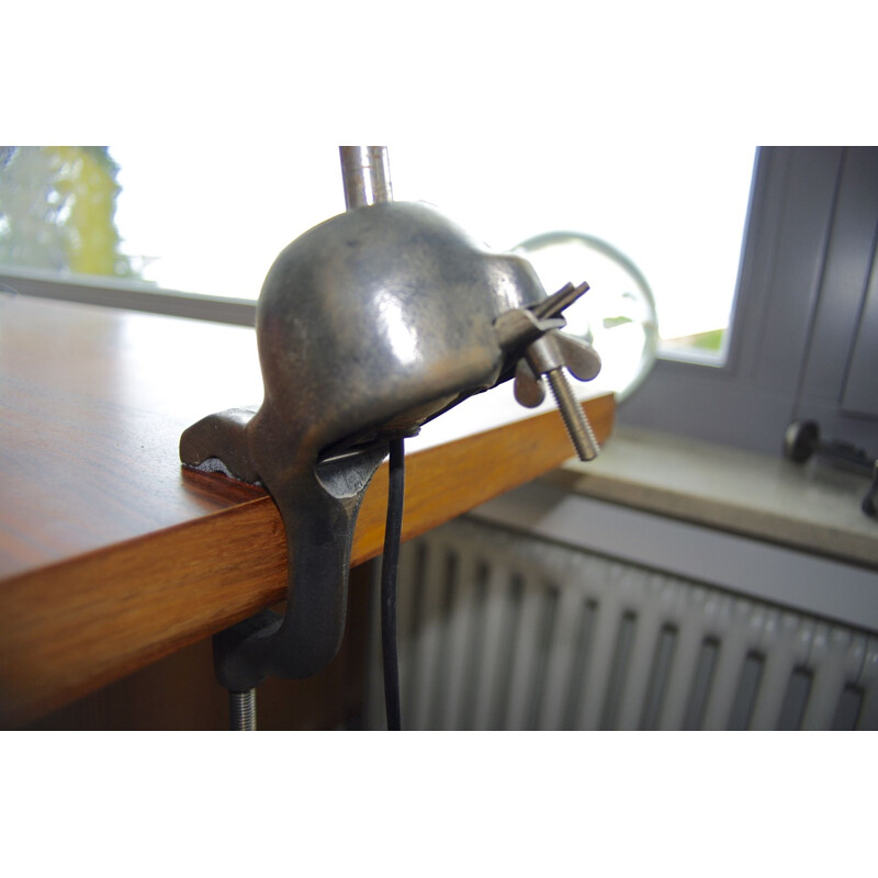 Vintage walnut swiss patella architect lamp Swiss 1950