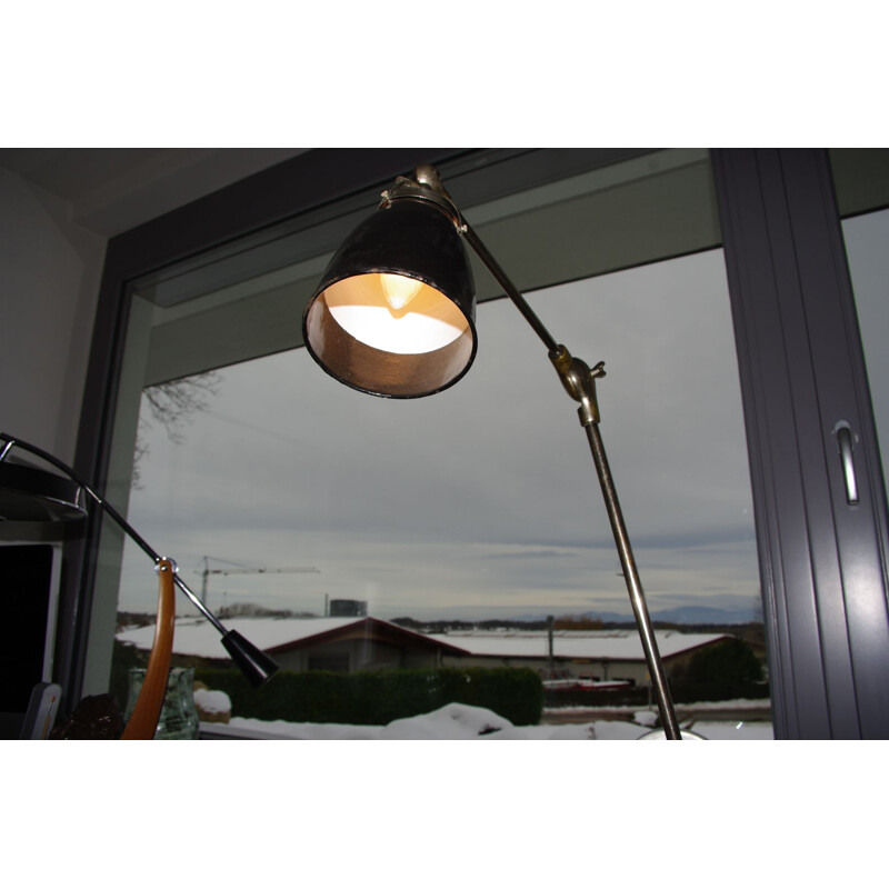 Vintage zwitserse notenhouten draaibare architect lamp 1950