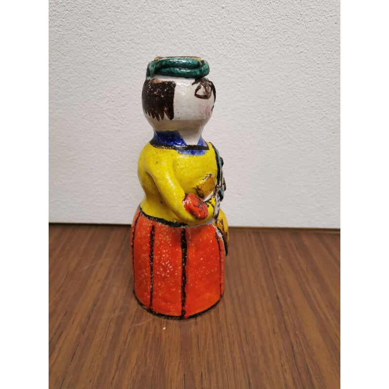 Vintage De Simone Art Ceramic Sculpture Sicilian Warrior Multi Color Italy 1960s