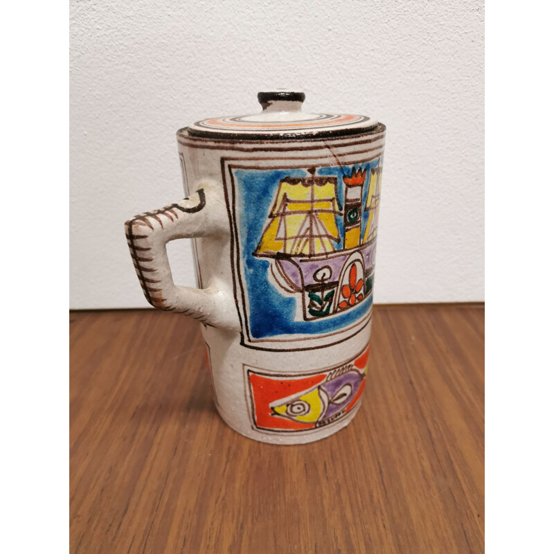 Vintage pitcher Desimone Sicilian ceramic from simone Italy 1960s