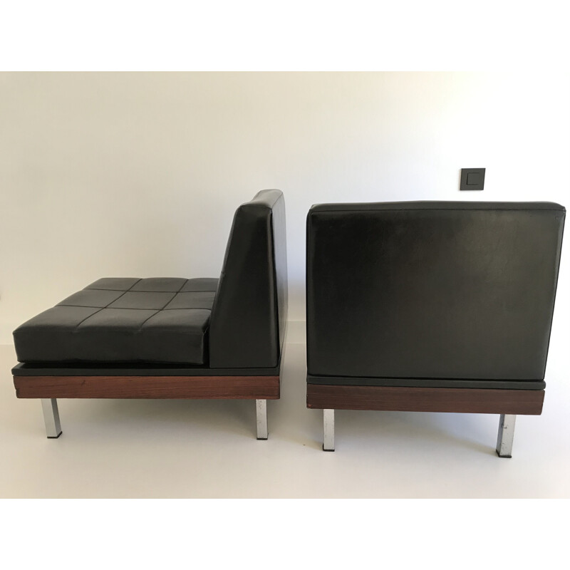 Paar vintage zwarte fauteuils 1970