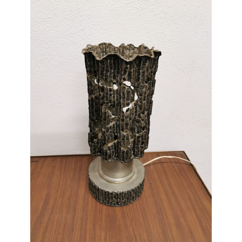 Brutalistische Vintage-Lampe aus Zinn, Italien 1960