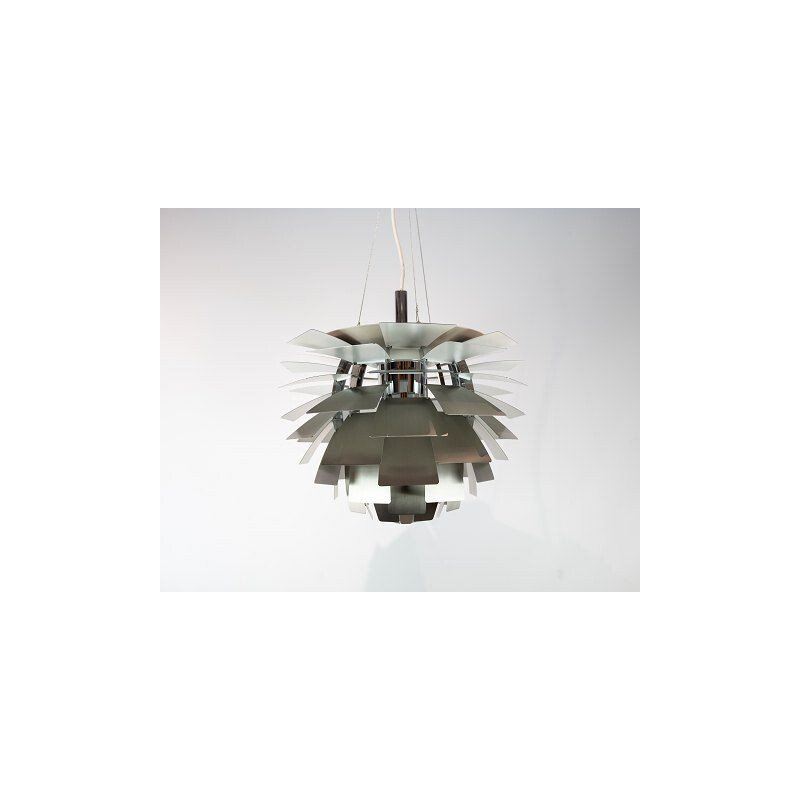 Vintage artichoke brushed steel pendant lamp by Poul Henningsen, 1958