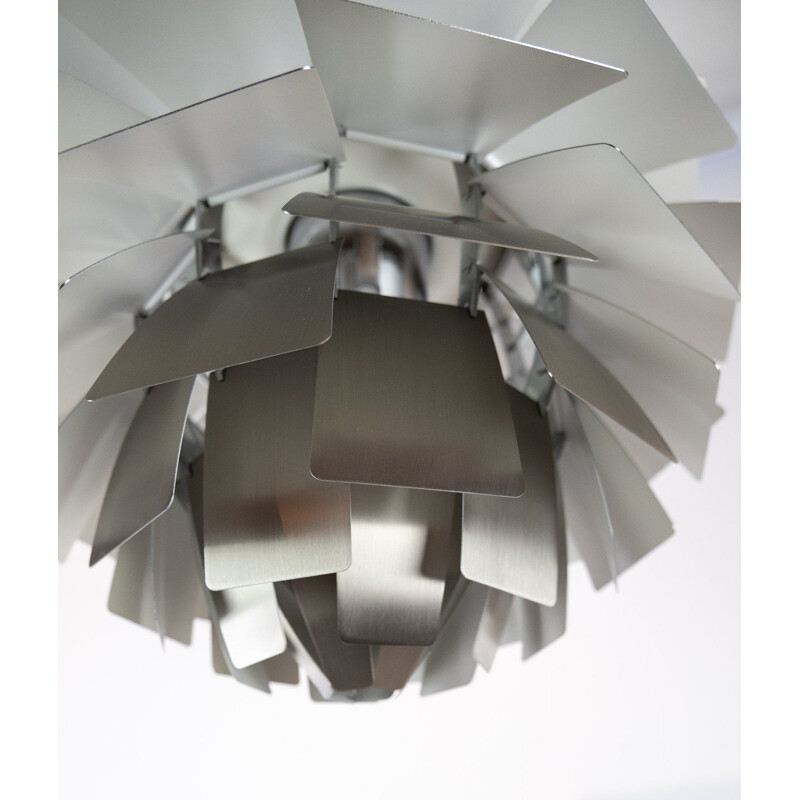 Vintage artichoke brushed steel pendant lamp by Poul Henningsen, 1958