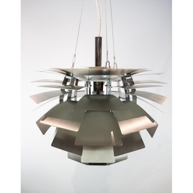 Vintage artichoke brushed steel pendant lamp by Poul Henningsen, 1958