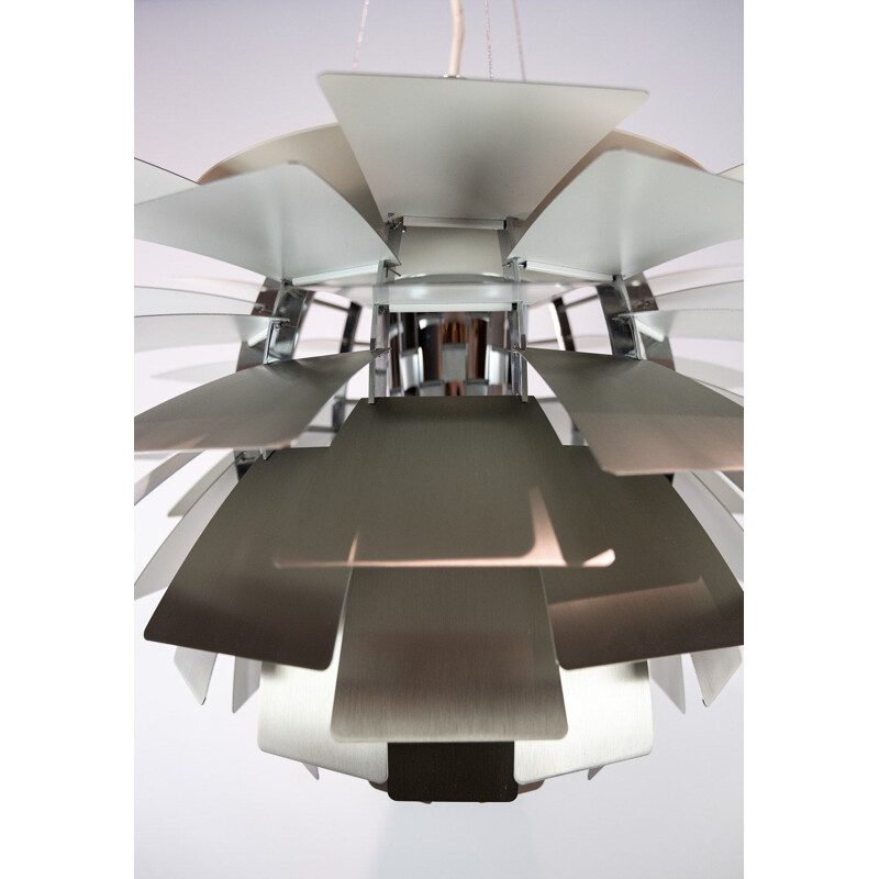 Vintage artichoke brushed steel pendant lamp by Poul Henningsen, 1958