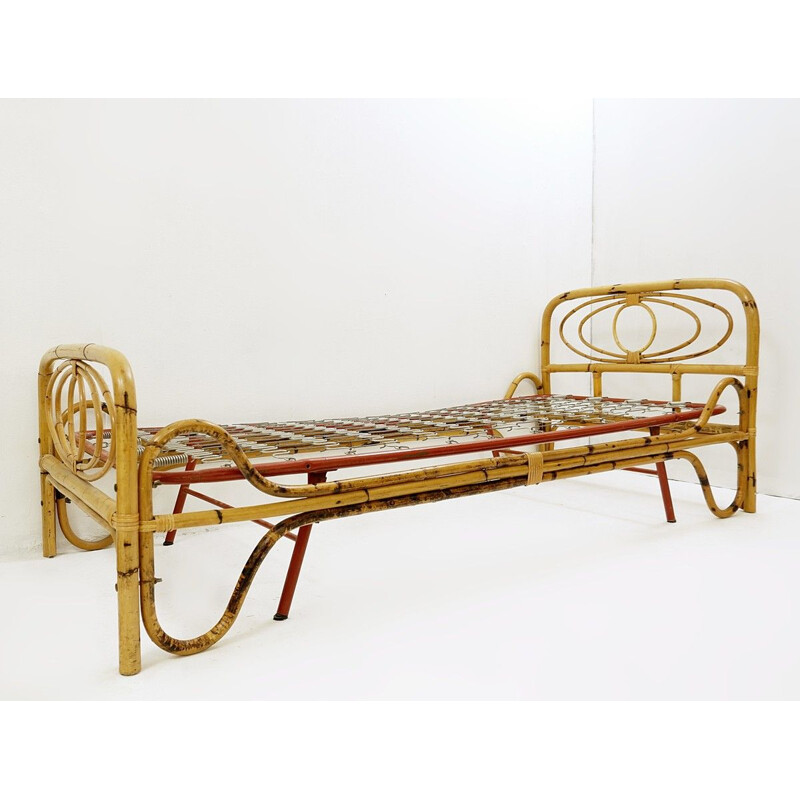 Vintage Bamboo Sofa-Bed Italy 1960s