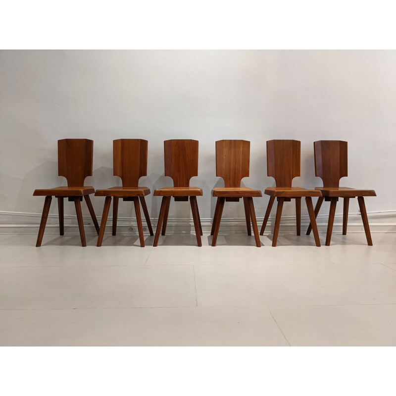 Set of 6 vintage chairs by Pierre Chapo