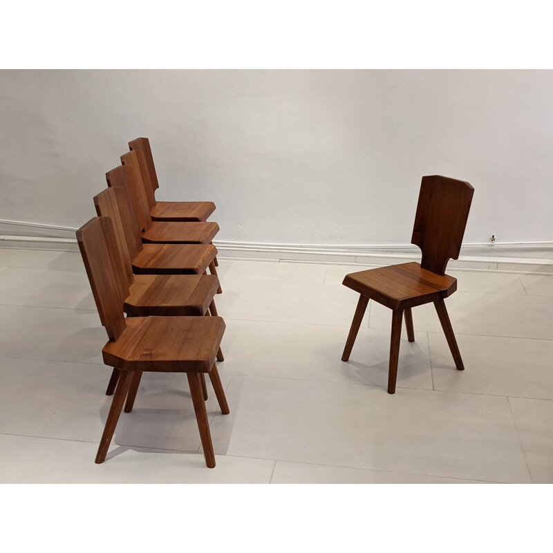 Lot de 6 chaises vintage de Pierre Chapo