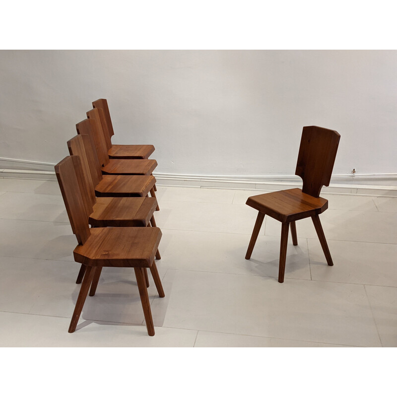 Set of 6 vintage chairs by Pierre Chapo