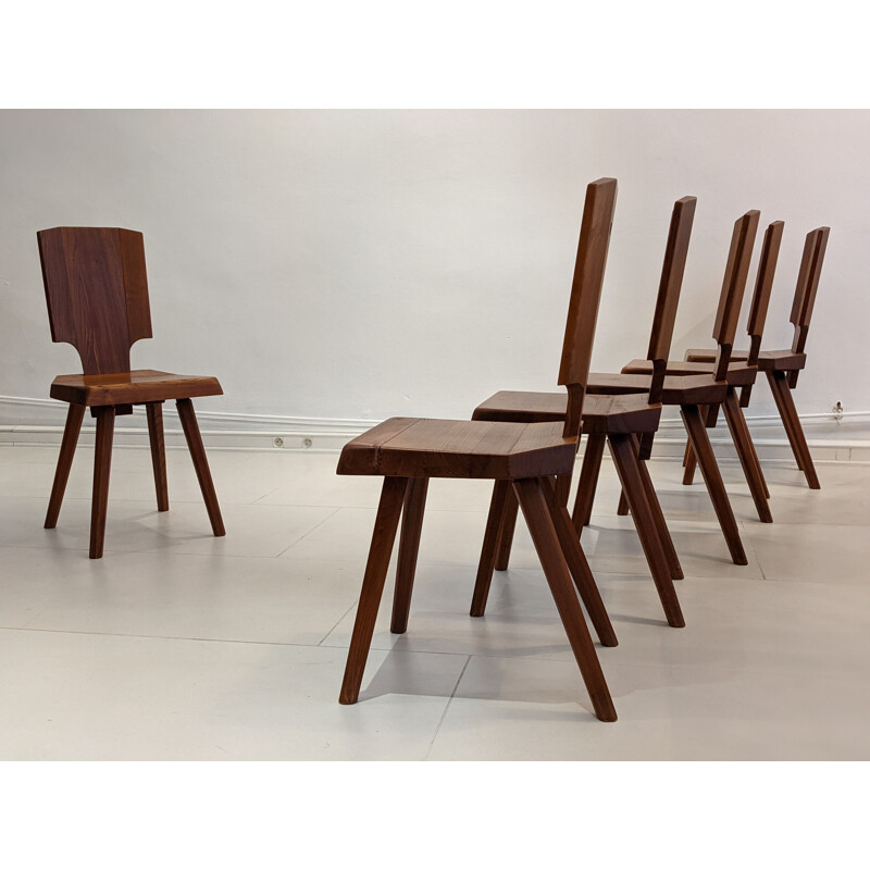 Set of 6 vintage chairs by Pierre Chapo