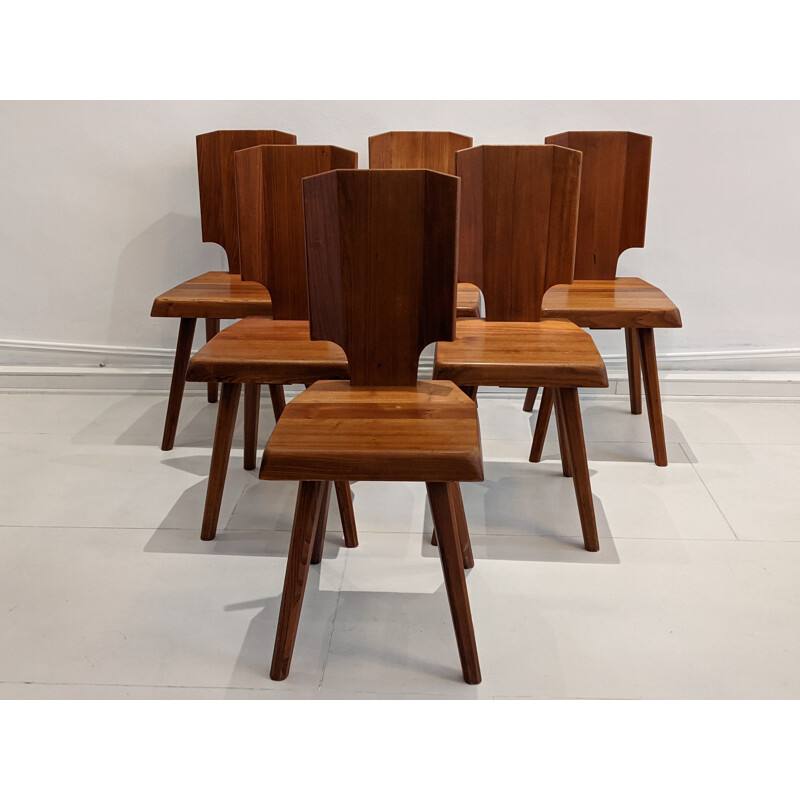 Set of 6 vintage chairs by Pierre Chapo