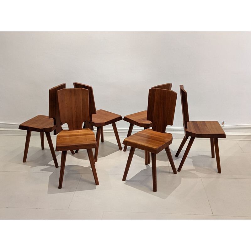 Set of 6 vintage chairs by Pierre Chapo