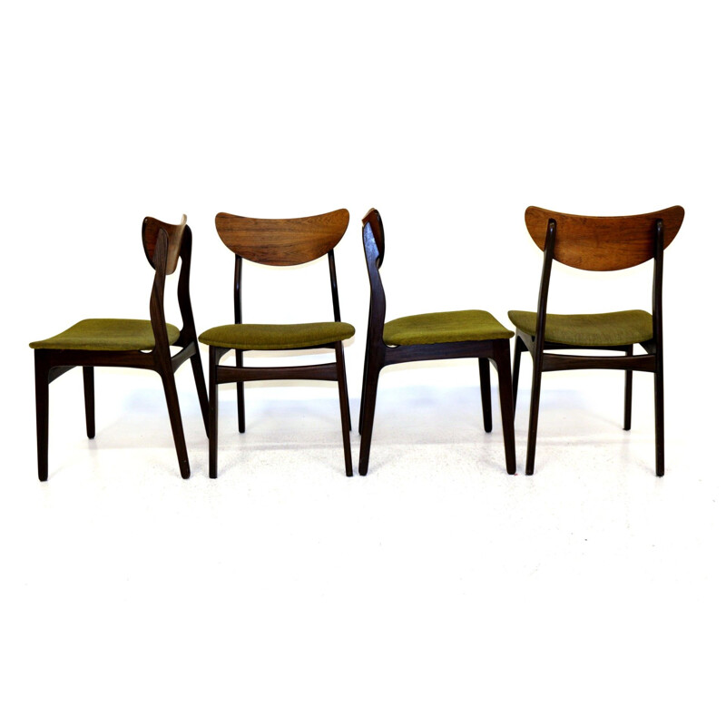 Lot de 4 chaises vintage en palissandre HP Hansen Møbelindustri Danemark 1960