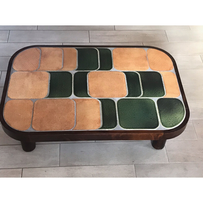 Vintage ceramic coffee table Roger capron 1960s