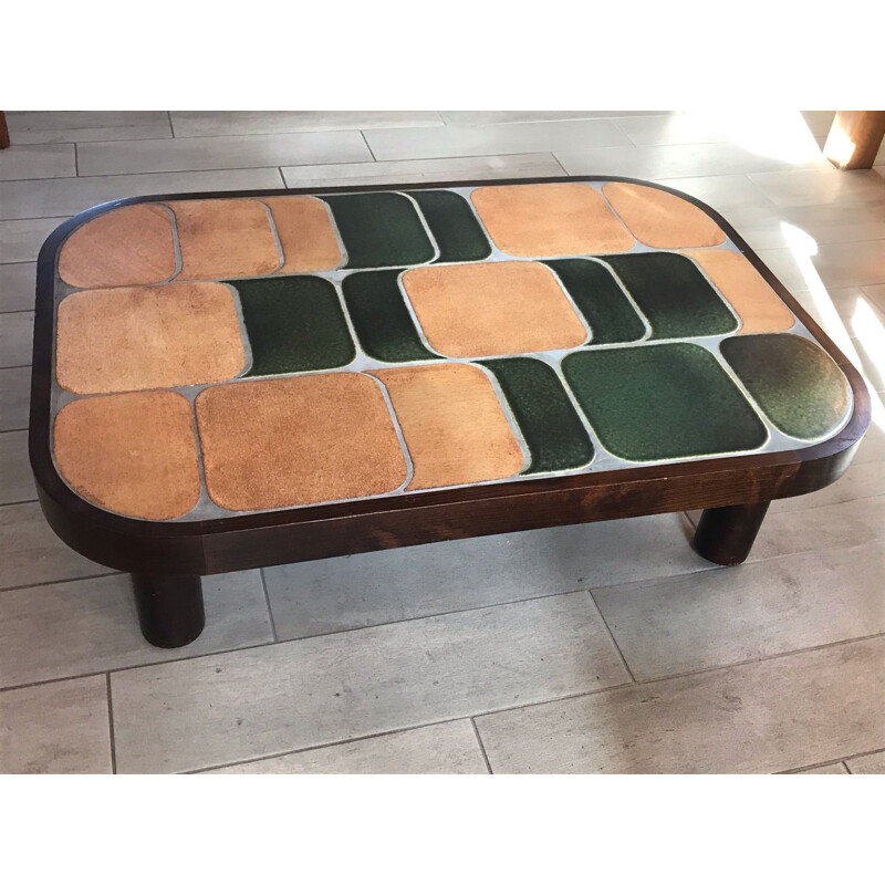 Table basse vintage en céramique Roger capron 1960