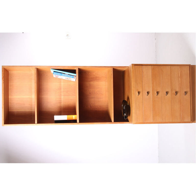 Vintage oak wall unit Scandinavian 1970s