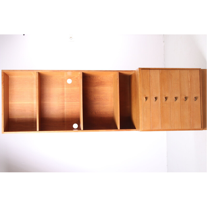 Vintage oak wall unit Scandinavian 1970s