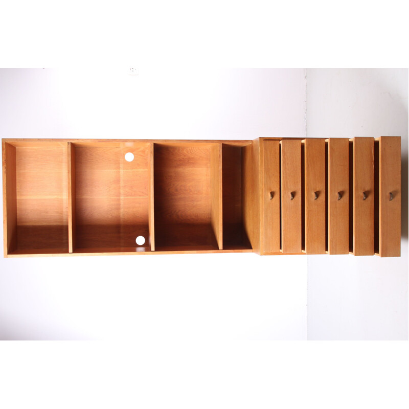 Vintage oak wall unit Scandinavian 1970s