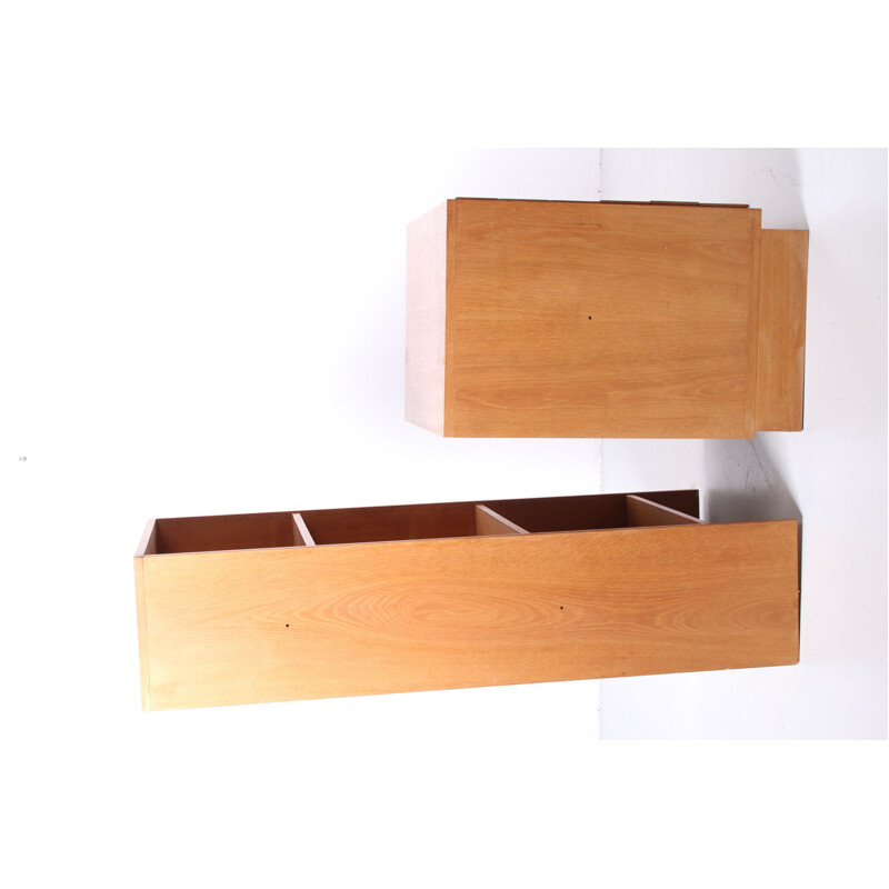 Vintage oak wall unit Scandinavian 1970s