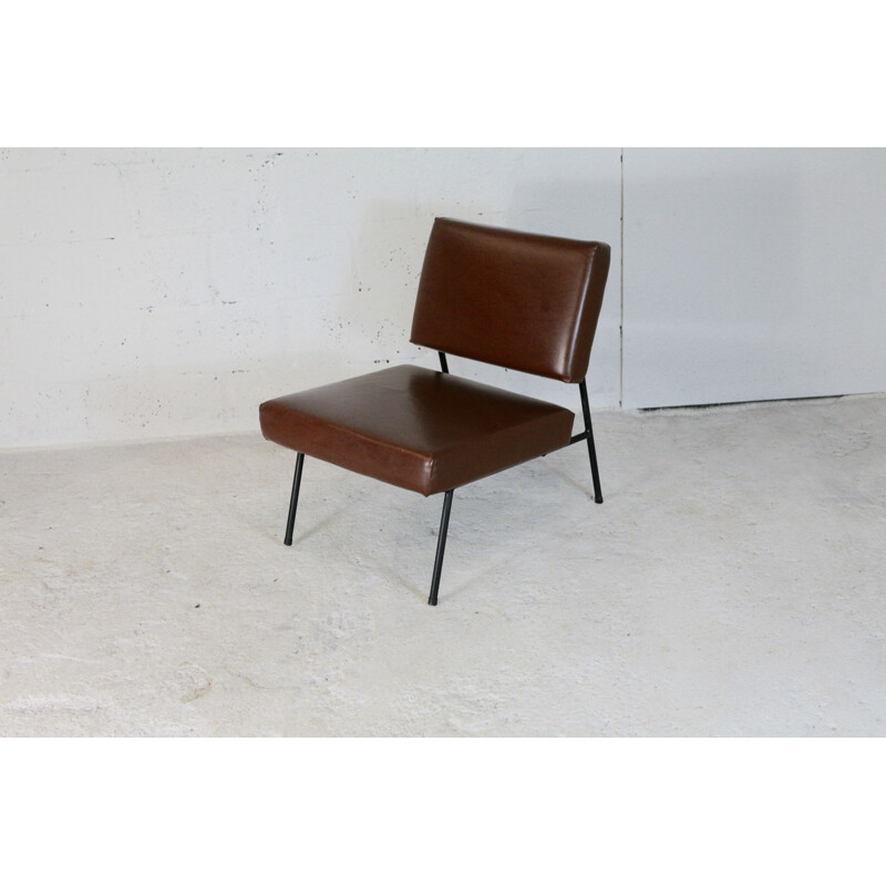 Vintage Pierre Guariche's brown Airborne lounge chair France 1960s