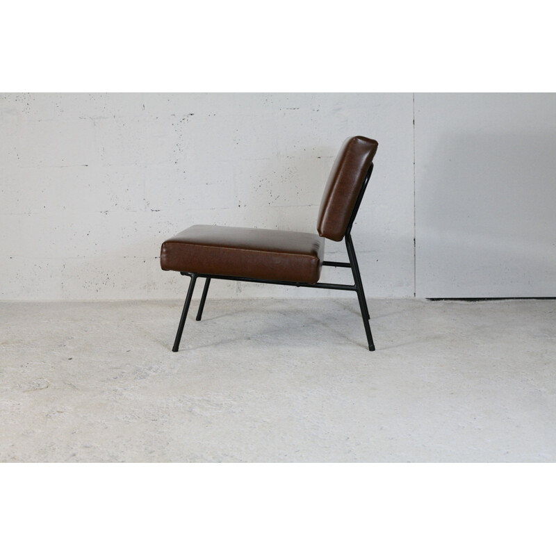 Vintage Pierre Guariche's brown Airborne lounge chair France 1960s