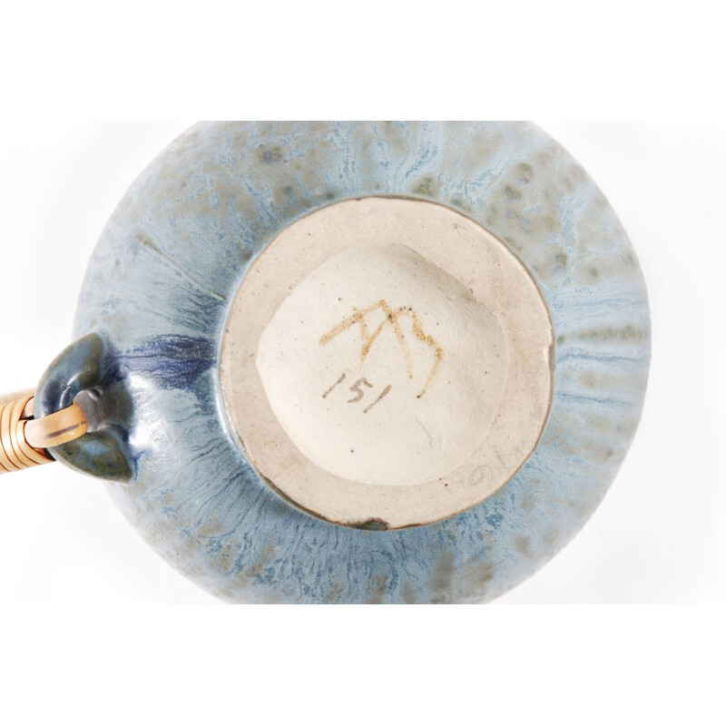 Vintage stoneware enamelled stoneware teapot by Arne Bang 1950s