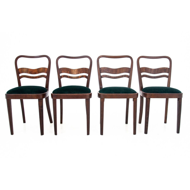 Set of 4 vintage Art Deco chairs Poland 1960s