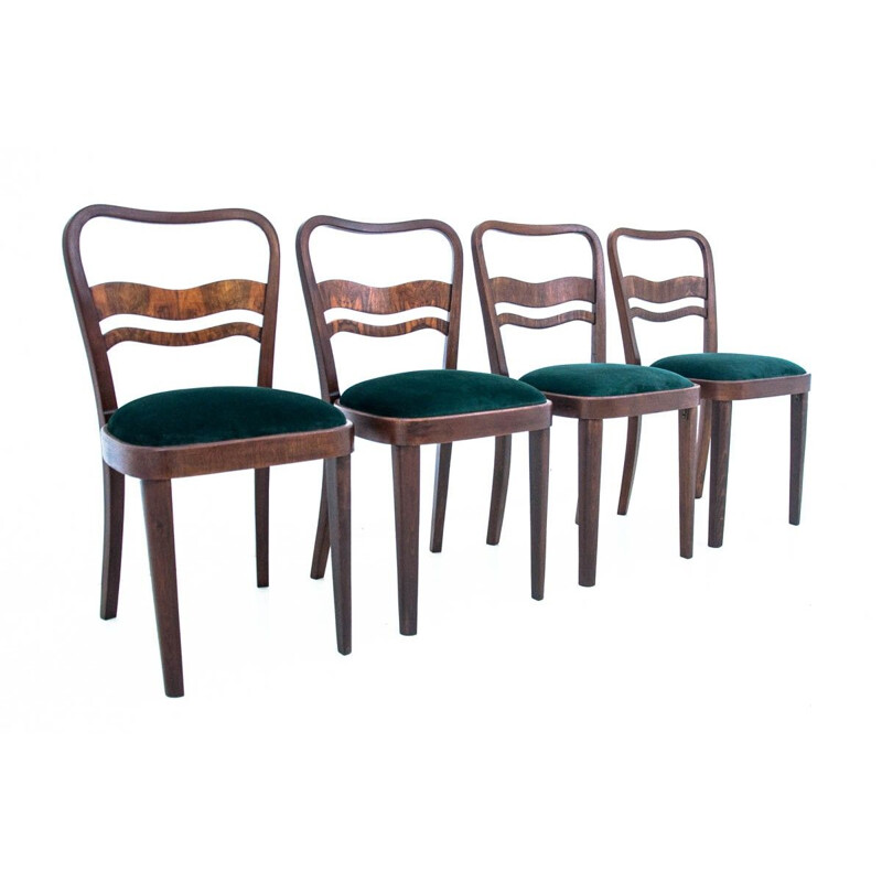 Lot de 4 chaises vintage Art Déco Pologne 1960
