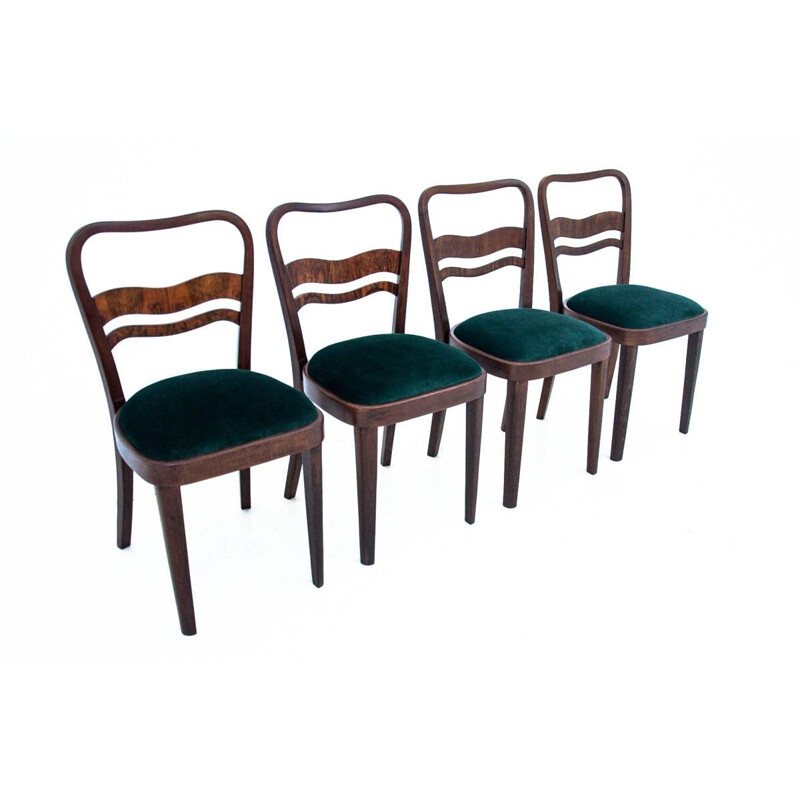 Lot de 4 chaises vintage Art Déco Pologne 1960