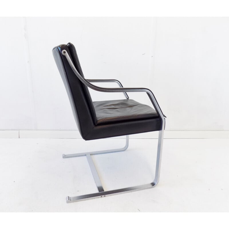 Vintage Knoll Art Collection black leather armchair by Rudolf B. Glatzel 1980s