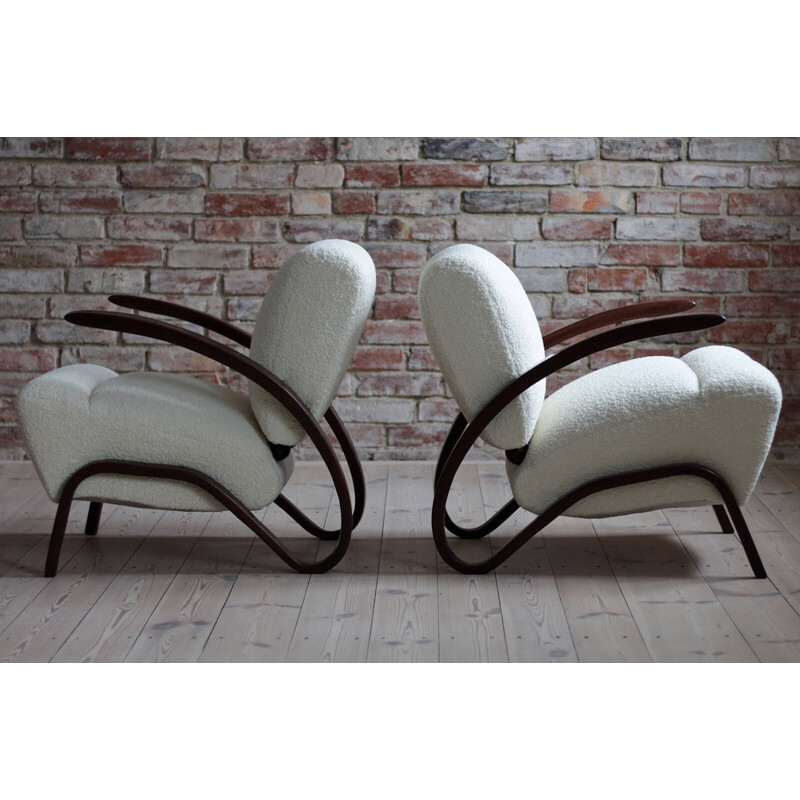 Pair of vintage Art Deco Armchairs by J. Halabala 1930s