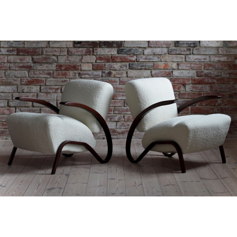 Pair of vintage Art Deco Armchairs by J. Halabala 1930s