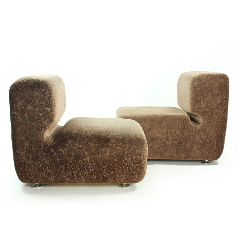 Vintage Ivan Matusik Velour Lounge Chair From Hotel Kyjev Czechoslovakia 1970s