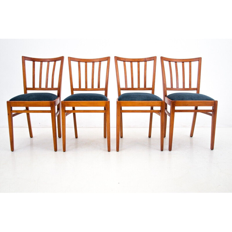 Set of 4 vintage Art Deco chairs Poland 1960s