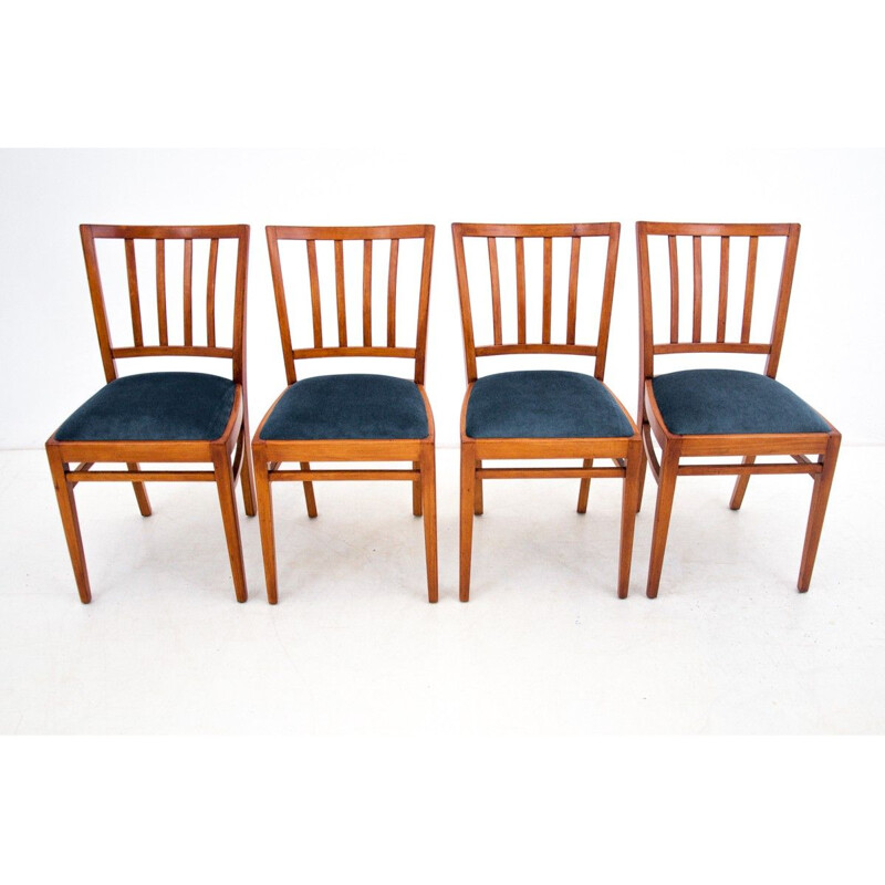 Ensemble de 4 chaises vintage Art Déco Pologne 1960