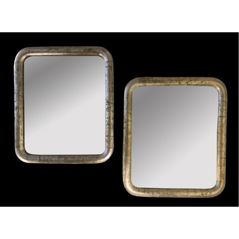 Pair of vintage art deco mirrors in lacquered rush, 1925