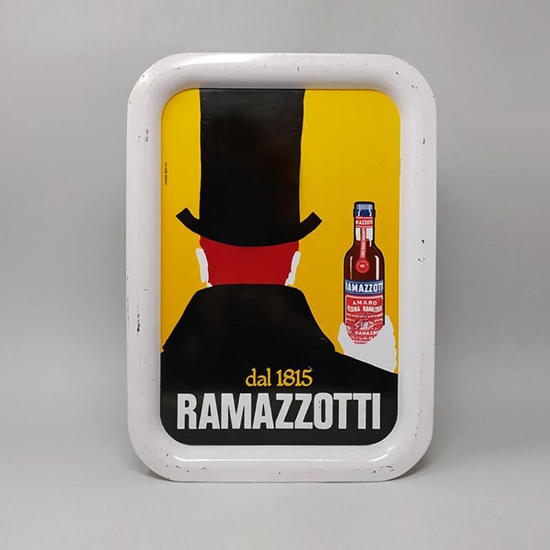 Plateau de bar vintage rectangulaire Ramazzotti Italie 1970